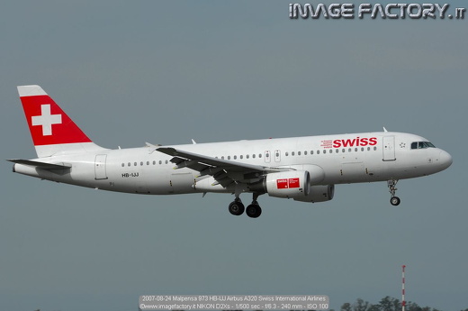 2007-08-24 Malpensa 973 HB-IJJ Airbus A320 Swiss International Airlines
